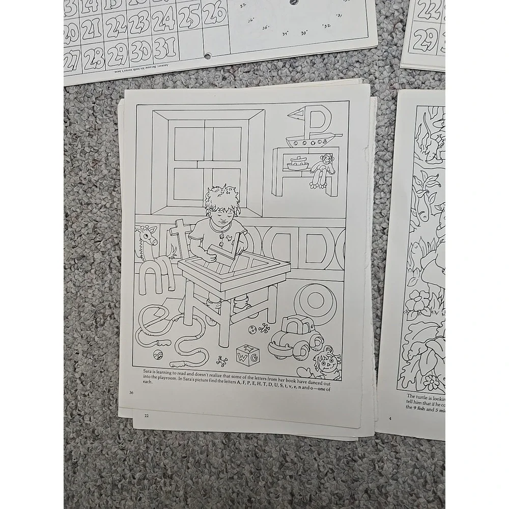 VTG Ephemera Junk Journal Calendar Gnome Nature Children's Coloring Sheets 19 Pg